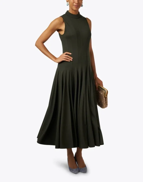 Olive Green Ponte Midi Dress