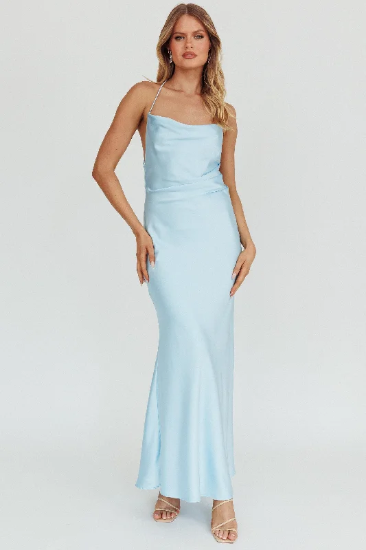 Palma Low Back Strappy Maxi Dress Baby Blue