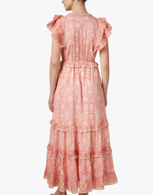 Paris Peach Floral Cotton Silk Dress