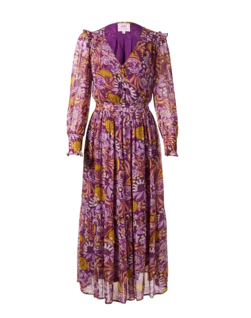 Pearl Violet Floral Cotton Dress