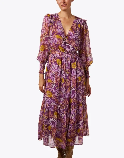 Pearl Violet Floral Cotton Dress