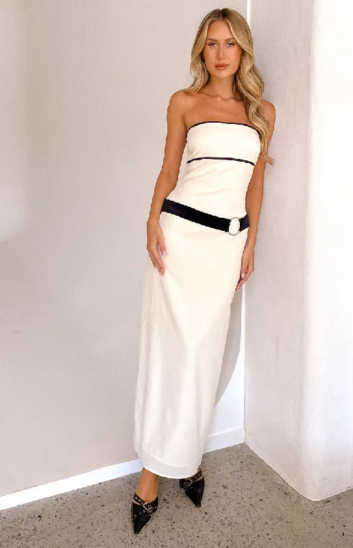 Perilla Cream Strapless Maxi Dress