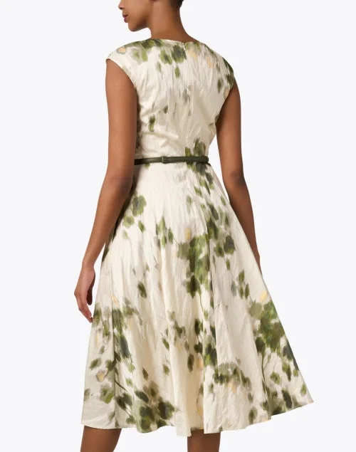 Pineta Ivory and Green Printed Dress