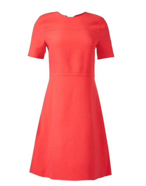 Poppy Red Wool Silk Sheath Dress