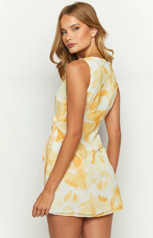 Posie Yellow Print Mini Dress