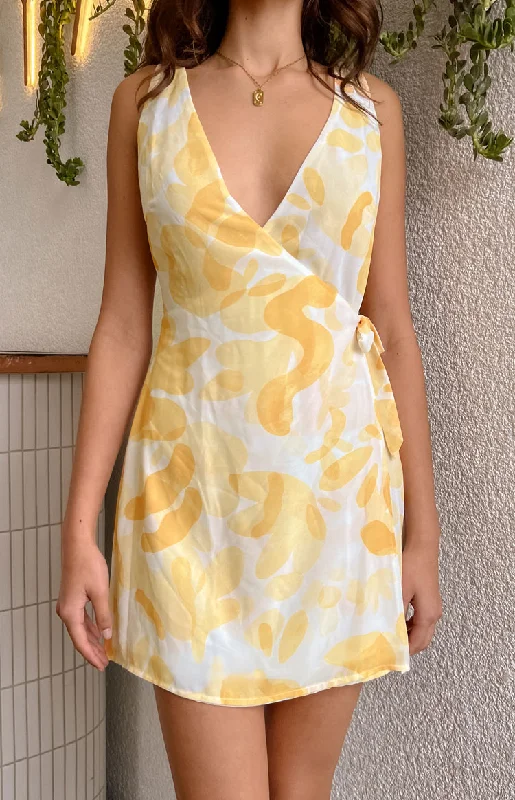 Posie Yellow Print Mini Dress