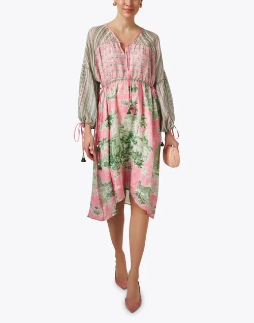 Prana Pink and Green Print Dress