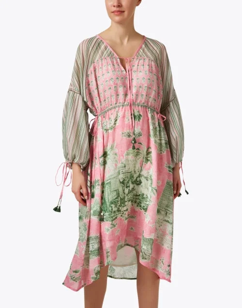 Prana Pink and Green Print Dress