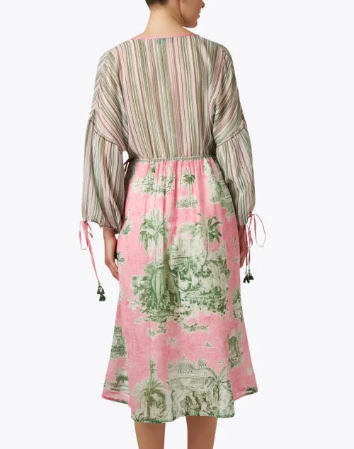 Prana Pink and Green Print Dress