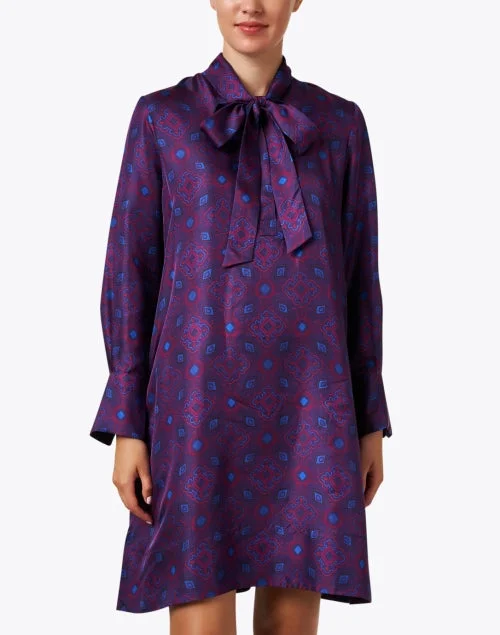 Purple Print Silk Dress