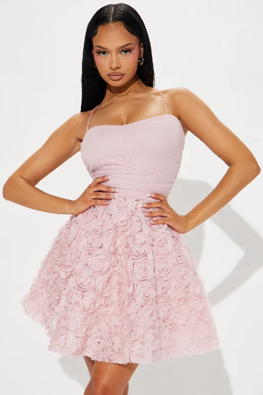 Rose Chiffon Mini Dress - Rose