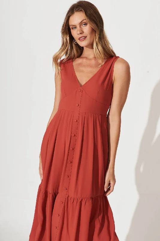 Rosehill Midi Dress In Rust