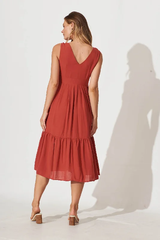 Rosehill Midi Dress In Rust