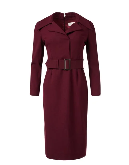 Roxanne Burgundy Wool Crepe Dress