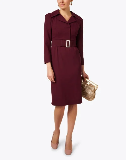 Roxanne Burgundy Wool Crepe Dress