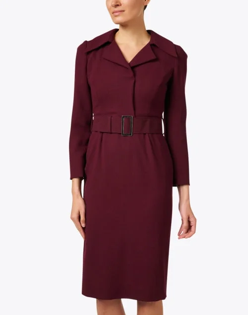 Roxanne Burgundy Wool Crepe Dress