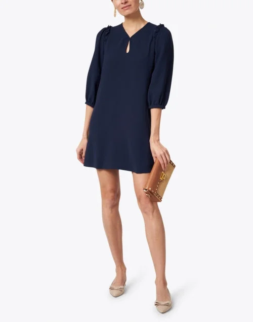 Ruffa Navy Keyhole Dress