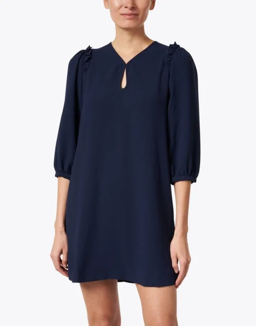 Ruffa Navy Keyhole Dress