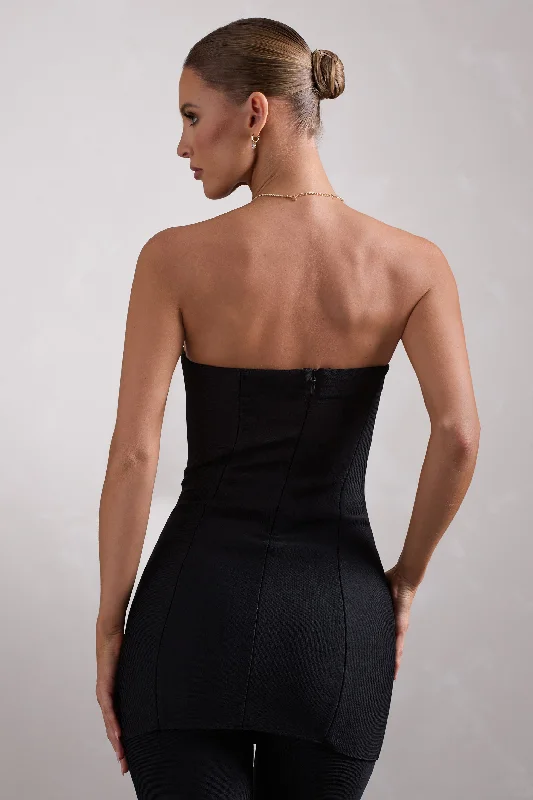 Rylee | Black Bandage Strapless Longline Top