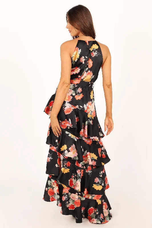 Sarona Halterneck Maxi Dress - Black Floral