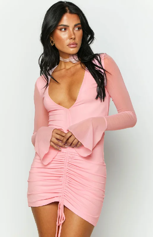 Scripture Pink Mesh Mini Dress