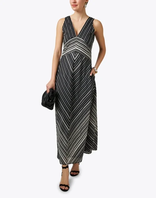 Serenity Black Herringbone Print Dress