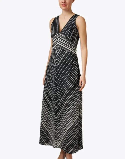 Serenity Black Herringbone Print Dress