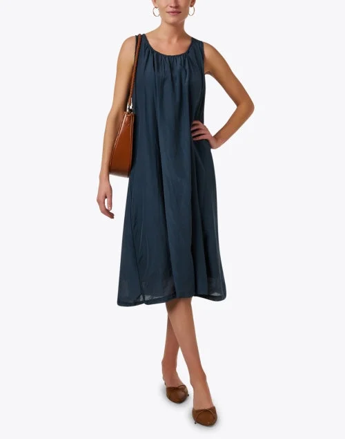 Sia Blue Cotton Silk Dress