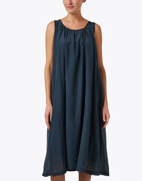 Sia Blue Cotton Silk Dress