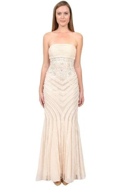 Sue Wong - N0230 Strapless Ruffle Trim Mermaid Gown - 1 pc Champaign In Size 4 Available