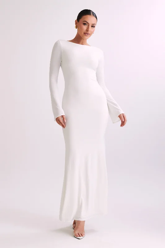 Tarna Slinky Fishtail Maxi Dress - Ivory