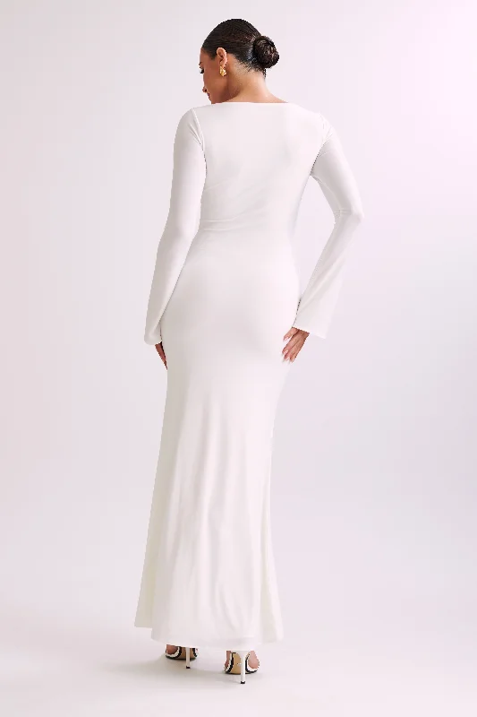 Tarna Slinky Fishtail Maxi Dress - Ivory