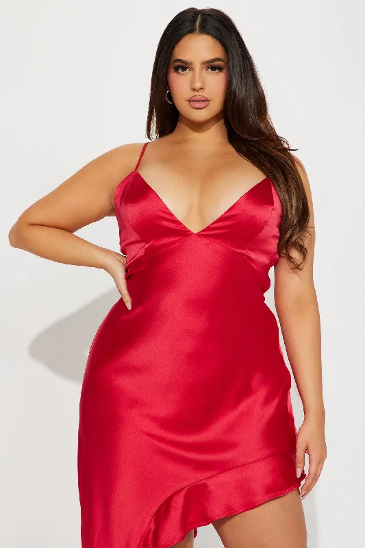 Valeria Satin Maxi Dress - Red