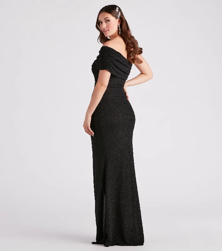 Victoria Formal Glitter Off Shoulder Dress