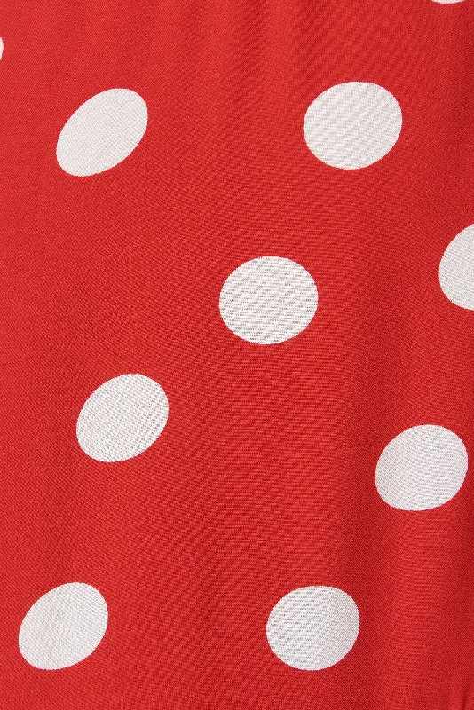 Violet Maxi Dress In Red With White Spot