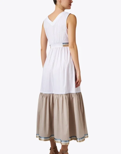 White and Beige Cotton Dress