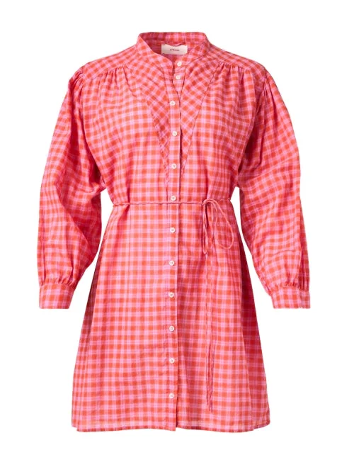 Winnie Orange and Pink Check Shirt Dress