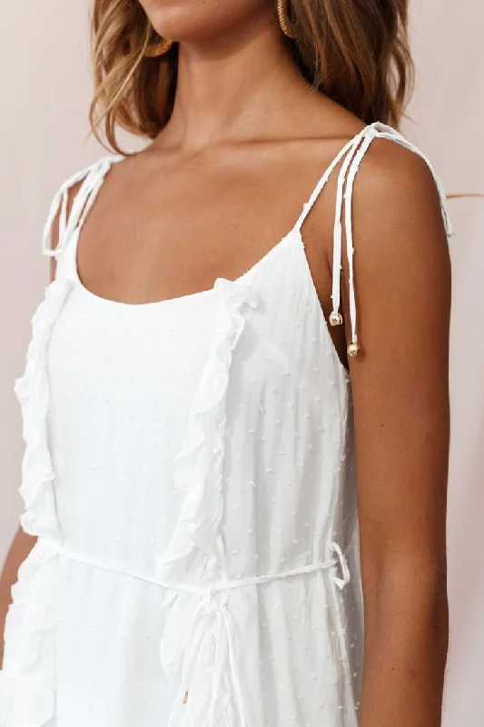 Wish Fluted Hem Lace-up Back Dress White