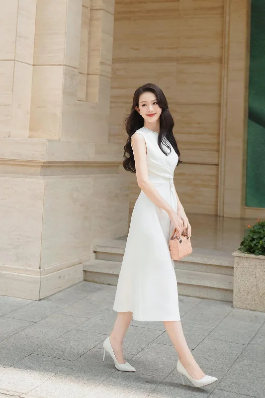 Yami A-line Sleeveless Velvet Midi Dress