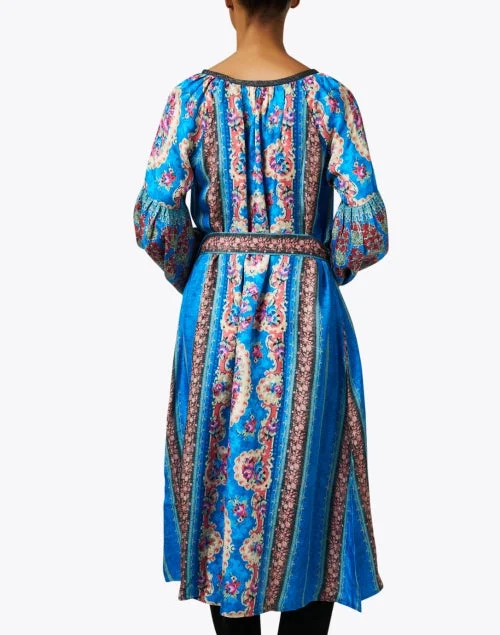 Zafra Blue Print Silk Dress