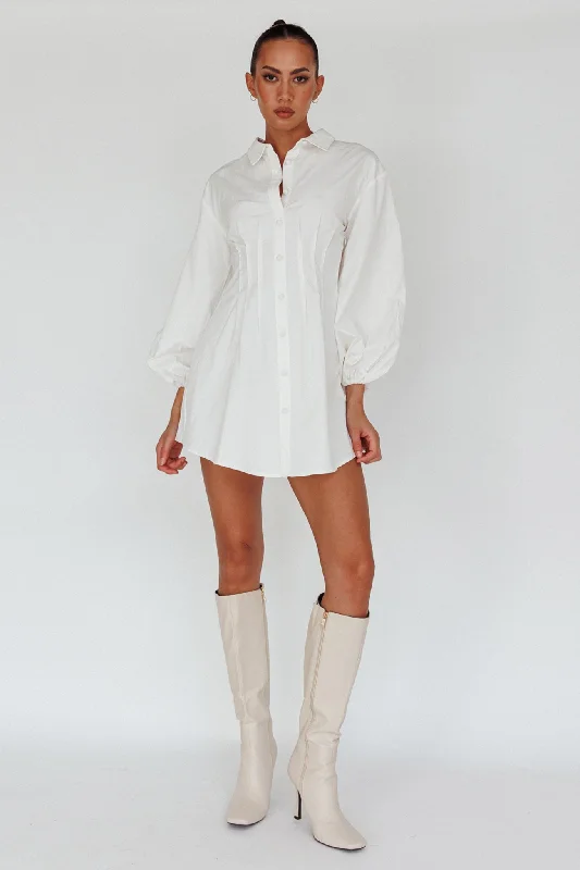 Zurich Long Sleeve Mini Dress White