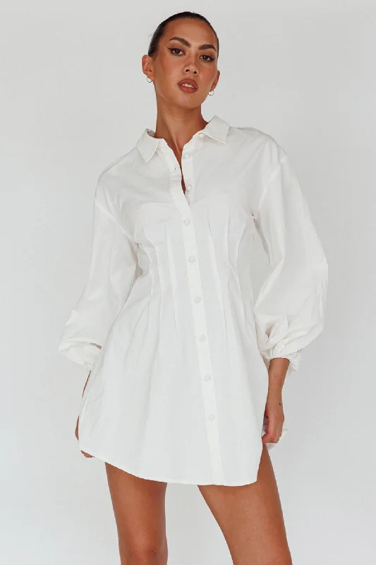 Zurich Long Sleeve Mini Dress White