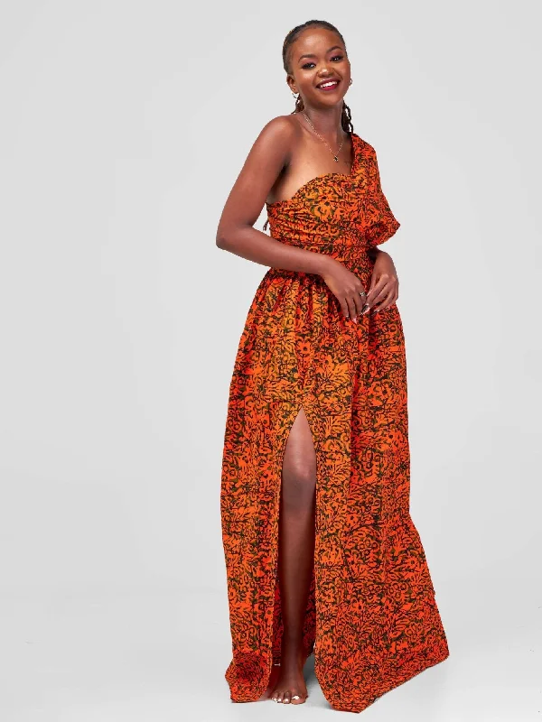 African Yuva Maridadi African Print Infinity Dress - Orange