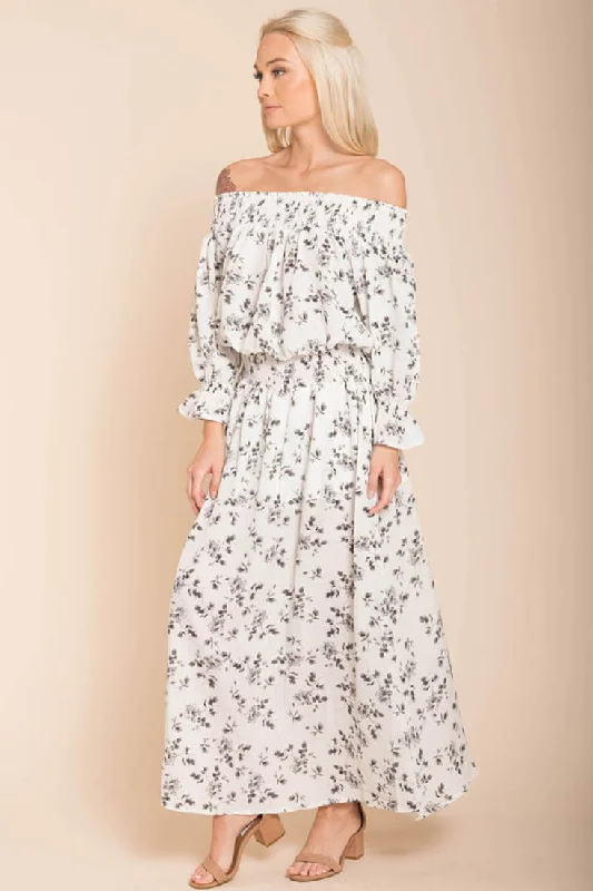 Aiyana High Slit Floral Maxi Dress White