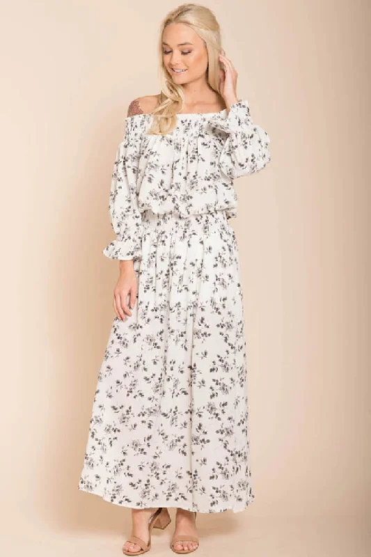 Aiyana High Slit Floral Maxi Dress White