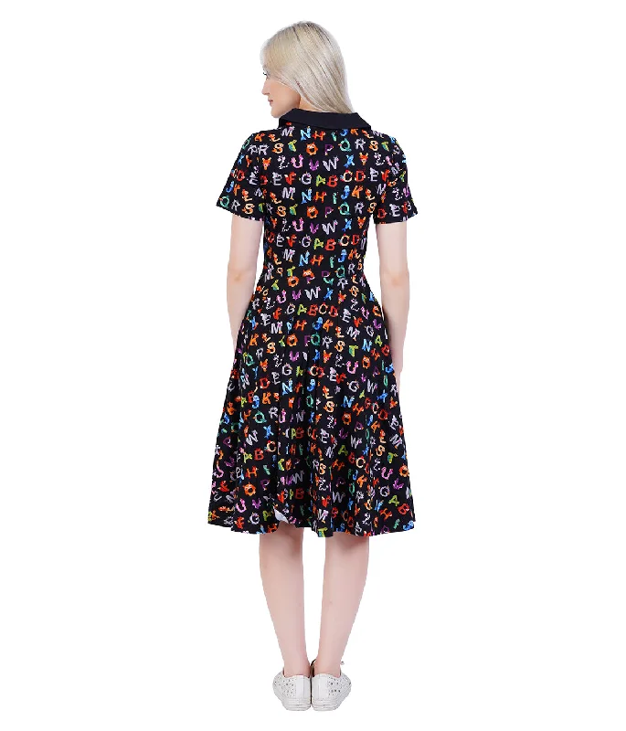 (Pre-order) Animal Alphabet Collared Twirl Dress