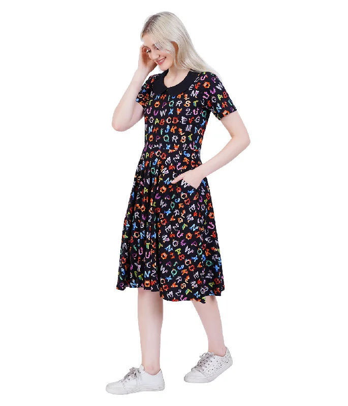 (Pre-order) Animal Alphabet Collared Twirl Dress