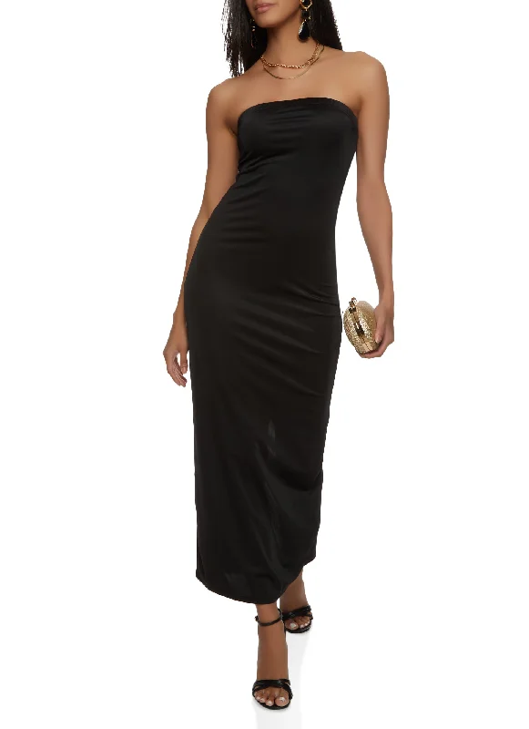 Back Slit Strapless Dress