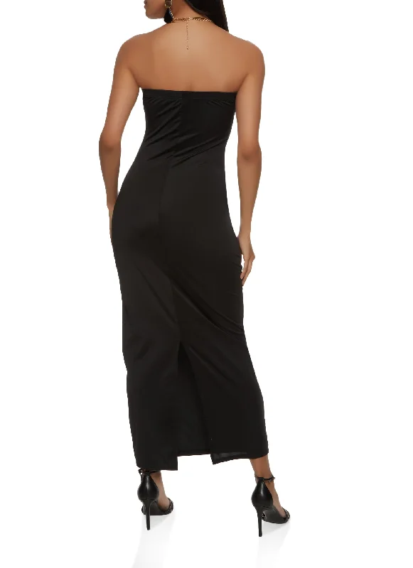 Back Slit Strapless Dress