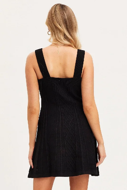 Black Dress Sleeveless Mini Knit